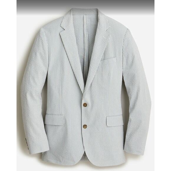 Express Blue Pinstripe Seersucker Blazer Jacket - Size 40/R - Picture 1 of 7